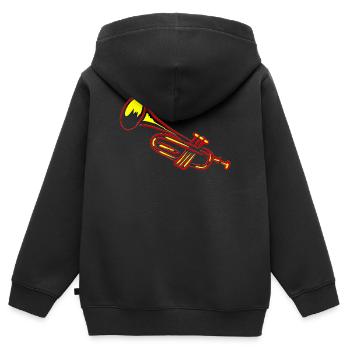 Trompette en laiton design - Sweat Premium à capuche zippé enfant bio - noir - Dos - AI Model Kid Male (0cm)