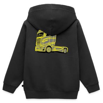 LKW Brummi - Kinder Premium Organic Zip Hoodie - Schwarz - Hinten - AI Model Kid Male (0cm)