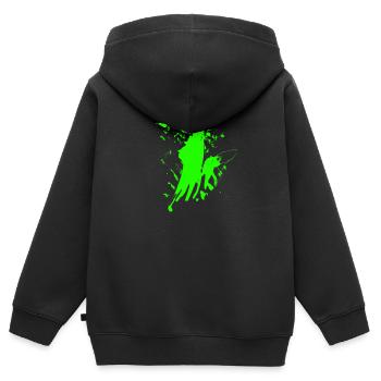 tache de couleur - Sweat Premium à capuche zippé enfant bio - noir - Dos - AI Model Kid Male (0cm)
