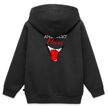 Angeleckt meins - Kinder Premium Organic Zip Hoodie - Schwarz - Hinten - AI Model Kid Male (0cm)