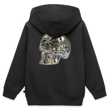 Silver skull - Kids Premium Organic Zip-up Hoodie - black - Back - AI Model Kid Male (0cm)