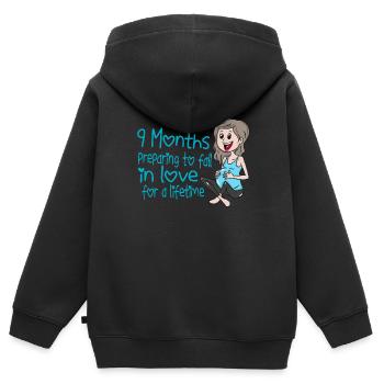 Schwangerschaft Schwanger Baby - Kinder Premium Organic Zip Hoodie - Schwarz - Hinten - AI Model Kid Male (0cm)