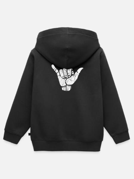 Shaka Handzeichen Hang - Kinder Premium Organic Zip Hoodie - Schwarz