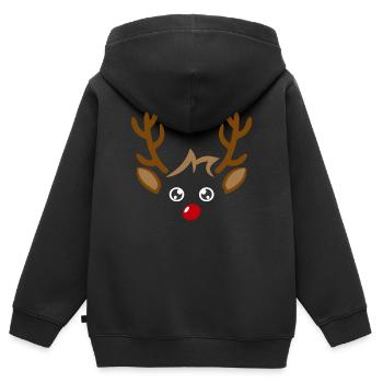 Visage de garçon de renne mignon Noël Noël - Sweat Premium à capuche zippé enfant bio - noir - Dos - AI Model Kid Male (0cm)