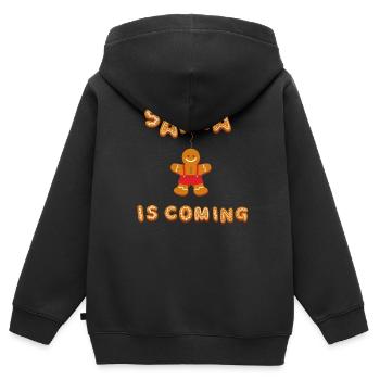 Le Père Noël arrive - Sweat Premium à capuche zippé enfant bio - noir - Dos - AI Model Kid Male (0cm)