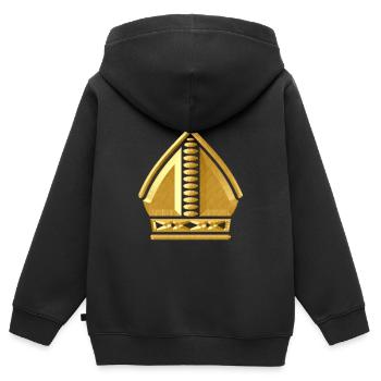 Pape Couronne - Sweat Premium à capuche zippé enfant bio - noir - Dos - AI Model Kid Male (0cm)
