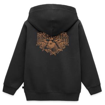 Tête de cerf de cerf orignal rétro Rennes - Sweat Premium à capuche zippé enfant bio - noir - Dos - AI Model Kid Male (0cm)