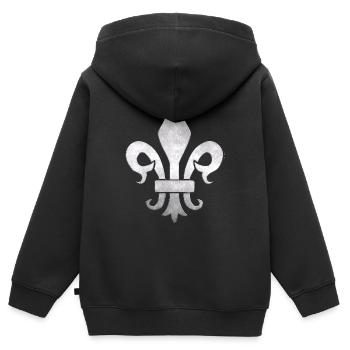 Symbole du roi - Sweat Premium à capuche zippé enfant bio - noir - Dos - AI Model Kid Male (0cm)