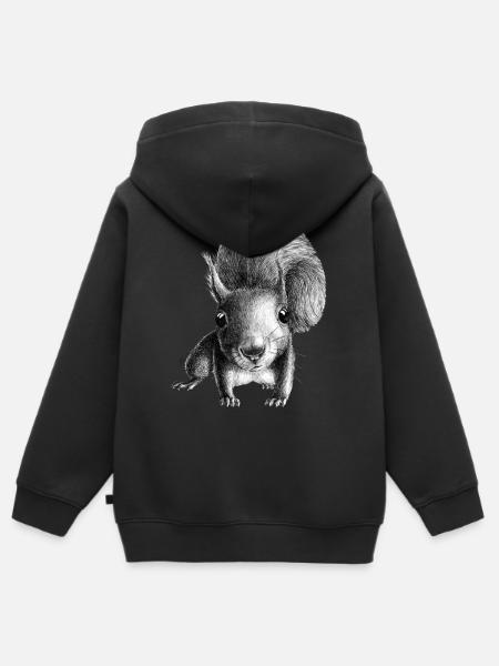 Eichhörnchen - Premium børne zip-hættetrøje økologisk - sort