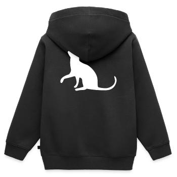 Chat chat chat chat chatte minette minou minou patte - Sweat Premium à capuche zippé enfant bio - noir - Dos - AI Model Kid Male (0cm)