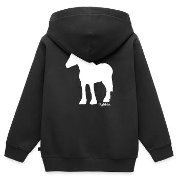schimmel-kaltblut - Kinder Premium Organic Zip Hoodie - Schwarz - Hinten - AI Model Kid Male (0cm)