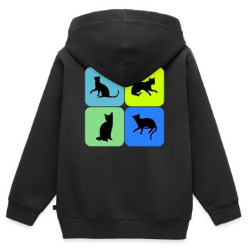 Katze Katze Katze Katze Katze Katze, Geschenk - Kinder Premium Organic Zip Hoodie - Schwarz - Hinten - AI Model Kid Male (0cm)