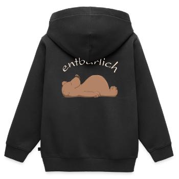 flauschiger, knuffiger Bär - Kinder Premium Organic Zip Hoodie - Schwarz - Hinten - AI Model Kid Male (0cm)