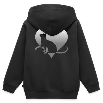 chat chat chat chat chat minou chatte minou - Sweat Premium à capuche zippé enfant bio - noir - Dos - AI Model Kid Male (0cm)