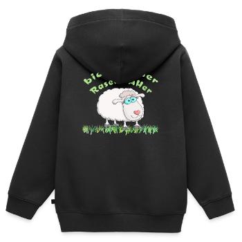 Schaf = biologischer Rasenmäher - Kinder Premium Organic Zip Hoodie - Schwarz - Hinten - AI Model Kid Male (0cm)
