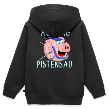 Achtung Pistensau - Kinder Premium Organic Zip Hoodie - Schwarz - Hinten - AI Model Kid Male (0cm)