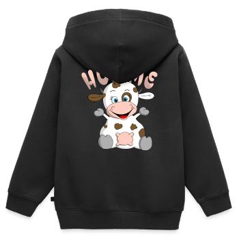 Hug me Kuh - Kinder Premium Organic Zip Hoodie - Schwarz - Hinten - AI Model Kid Male (0cm)