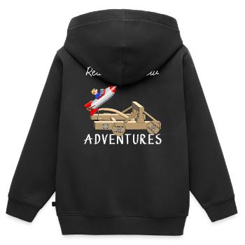 Aventure - Aventure - Sweat Premium à capuche zippé enfant bio - noir - Dos - AI Model Kid Male (0cm)