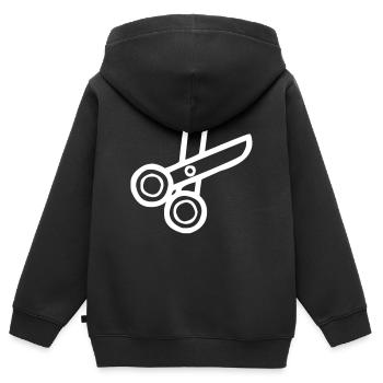 Schere zum Schneiden - Kinder Premium Organic Zip Hoodie - Schwarz - Hinten - AI Model Kid Male (0cm)