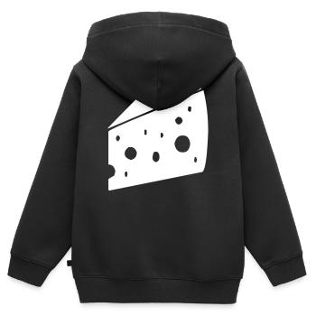 gros morceau de fromage avec des trous - Sweat Premium à capuche zippé enfant bio - noir - Dos - AI Model Kid Male (0cm)