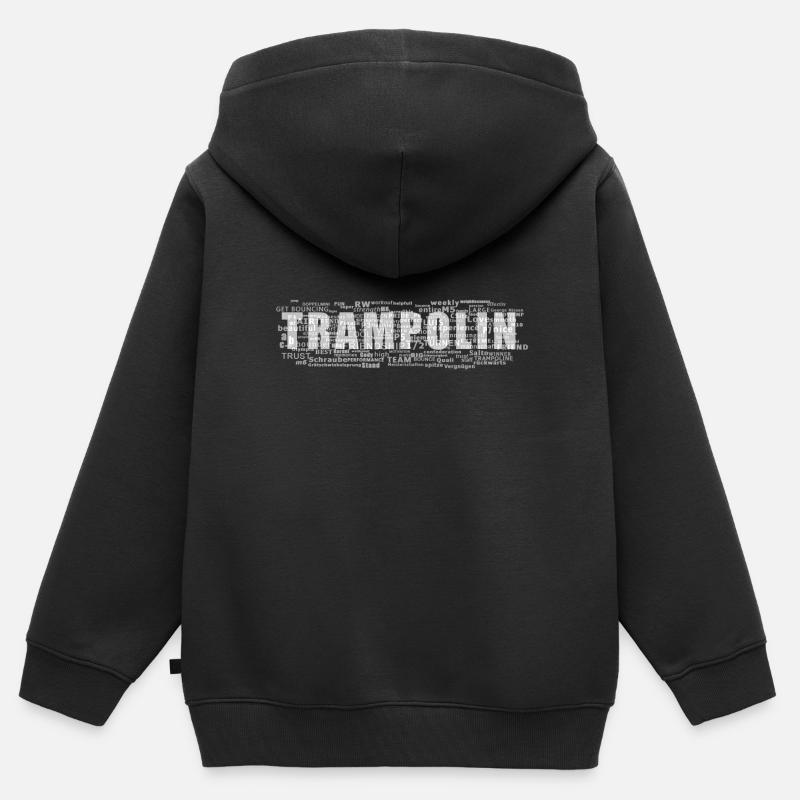trampoline - Sweat Premium à capuche zippé enfant bio - noir