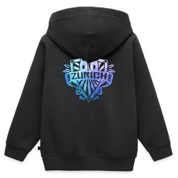 Zürich | Zurich | Züri - Kinder Premium Organic Zip Hoodie - Schwarz - Hinten - AI Model Kid Male (0cm)