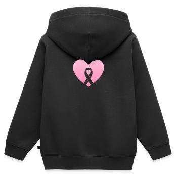Rosa Herz mit Gewissensbogen - Kinder Premium Organic Zip Hoodie - Schwarz - Hinten - AI Model Kid Male (0cm)