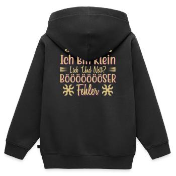 Du denkst klein niedlich boeser Fehler - Kinder Premium Organic Zip Hoodie - Schwarz - Hinten - AI Model Kid Male (0cm)