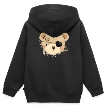 niedliches Piraten Teddy Graffiti mit Augenklappe - Kinder Premium Organic Zip Hoodie - Schwarz - Hinten - AI Model Kid Male (0cm)