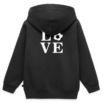 Fußball Love – I love Fussball - Kinder Premium Organic Zip Hoodie - Schwarz - Hinten - AI Model Kid Male (0cm)