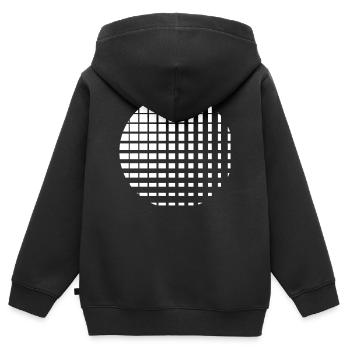 Cercle composé de plusieurs carrés - Sweat Premium à capuche zippé enfant bio - noir - Dos - AI Model Kid Male (0cm)