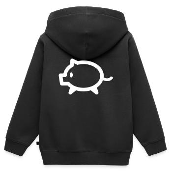 Sparschwein mit Münze - Kinder Premium Organic Zip Hoodie - Schwarz - Hinten - AI Model Kid Male (0cm)
