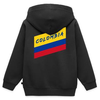 Colombie Drapeau national / Cadeau Bogota - Sweat Premium à capuche zippé enfant bio - noir - Dos - AI Model Kid Male (0cm)