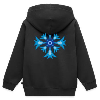 A stylized blossom of cornflower - Kids Premium Organic Zip-up Hoodie - black - Back - AI Model Kid Male (0cm)