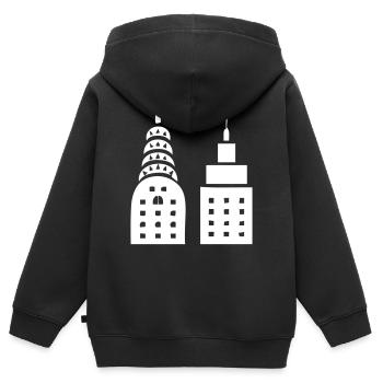 Gratte-ciel gratte-ciel gratte-ciel - Sweat Premium à capuche zippé enfant bio - noir - Dos - AI Model Kid Male (0cm)