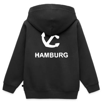 Hamburg Anker Hafen - Kinder Premium Organic Zip Hoodie - Schwarz - Hinten - AI Model Kid Male (0cm)