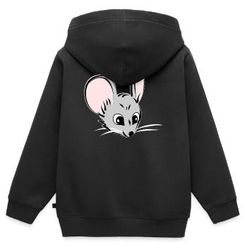 Souris tête de souris - Sweat Premium à capuche zippé enfant bio - noir - Dos - AI Model Kid Male (0cm)