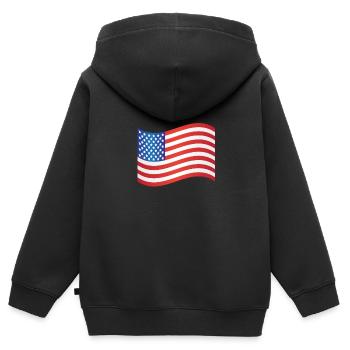Drapeau américain - Sweat Premium à capuche zippé enfant bio - noir - Dos - AI Model Kid Male (0cm)