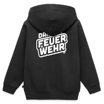Merci pompiers - pompiers Merci - Sweat Premium à capuche zippé enfant bio - noir - Dos - AI Model Kid Male (0cm)