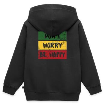 Rastafari Farbenblock Glücksprint - Kinder Premium Organic Zip Hoodie - Schwarz - Hinten - AI Model Kid Male (0cm)