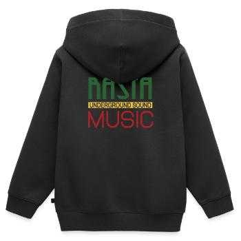 Logo sonore de Nasta Underground - Sweat Premium à capuche zippé enfant bio - noir - Dos - AI Model Kid Male (0cm)
