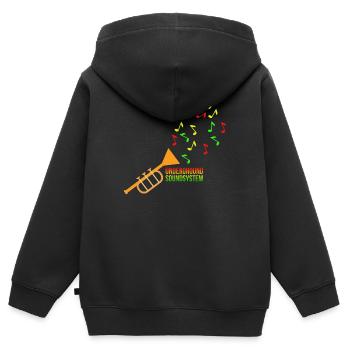 Trompette Underground Soundsystem - Sweat Premium à capuche zippé enfant bio - noir - Dos - AI Model Kid Male (0cm)