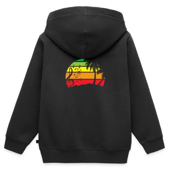 Bunter Musik-Kreis Retro-Silhouette - Kinder Premium Organic Zip Hoodie - Schwarz - Hinten - AI Model Kid Male (0cm)