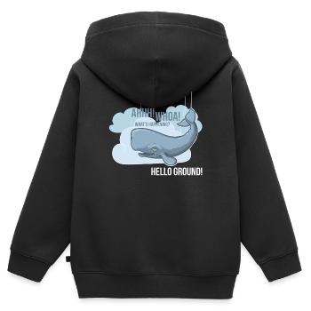 Hello Ground! - Kinder Premium Organic Zip Hoodie - Schwarz - Hinten - AI Model Kid Male (0cm)