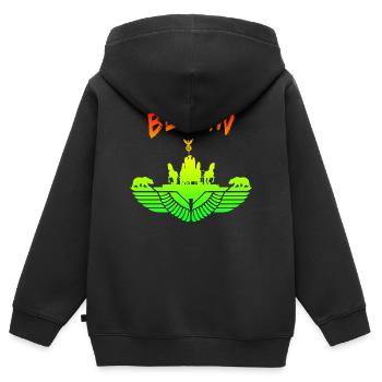 Berlin Design / Berliner Bär Brandenburger Tor - Sweat Premium à capuche zippé enfant bio - noir - Dos - AI Model Kid Male (0cm)