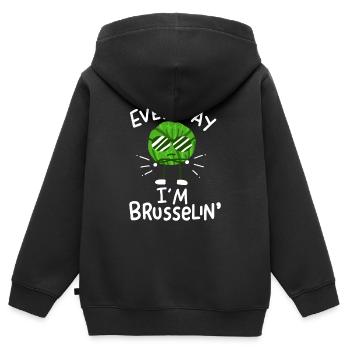 Vegan Veganer Rosenkohl - Kinder Premium Organic Zip Hoodie - Schwarz - Hinten - AI Model Kid Male (0cm)