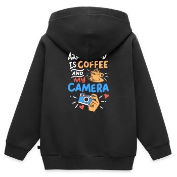 Fotografie - Kinder Premium Organic Zip Hoodie - Schwarz - Hinten - AI Model Kid Male (0cm)