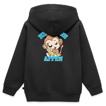 Affen - Kinder Premium Organic Zip Hoodie - Schwarz - Hinten - AI Model Kid Male (0cm)