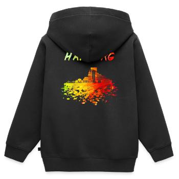 Hamburg Skyline / Hansestadt Kietz Elbe Reeperbahn - Sweat Premium à capuche zippé enfant bio - noir - Dos - AI Model Kid Male (0cm)