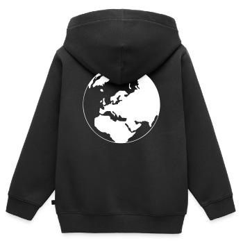 Eine Weltkarte - Kinder Premium Organic Zip Hoodie - Schwarz - Hinten - AI Model Kid Male (0cm)